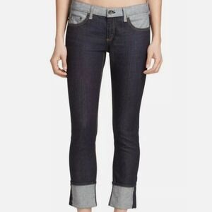 rag & bone DRE Japanese Mid Tone Rinse Jeans Size 26 Wide Cuff Straight Leg Dark